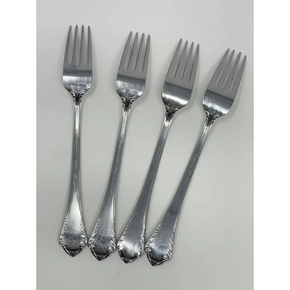 Reed & Barton VAUXHALL Stainless Glossy Set of 4 Dinner Place Forks 7.75